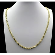 JEWELZKING 10K Yellow Gold Rope Chain Necklace 16'' - 30" 2mm 2.5mm 3mm 4mm 5mm 6mm
