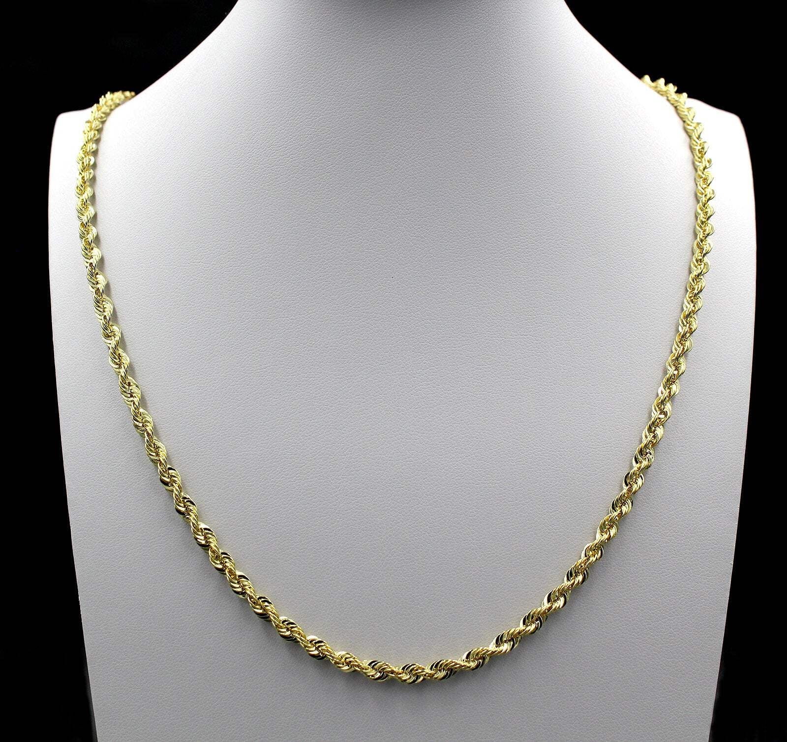 10K Yellow Gold Rope Chain Necklace 4MM 18" 20" 22" 24" 26" 28" 30"