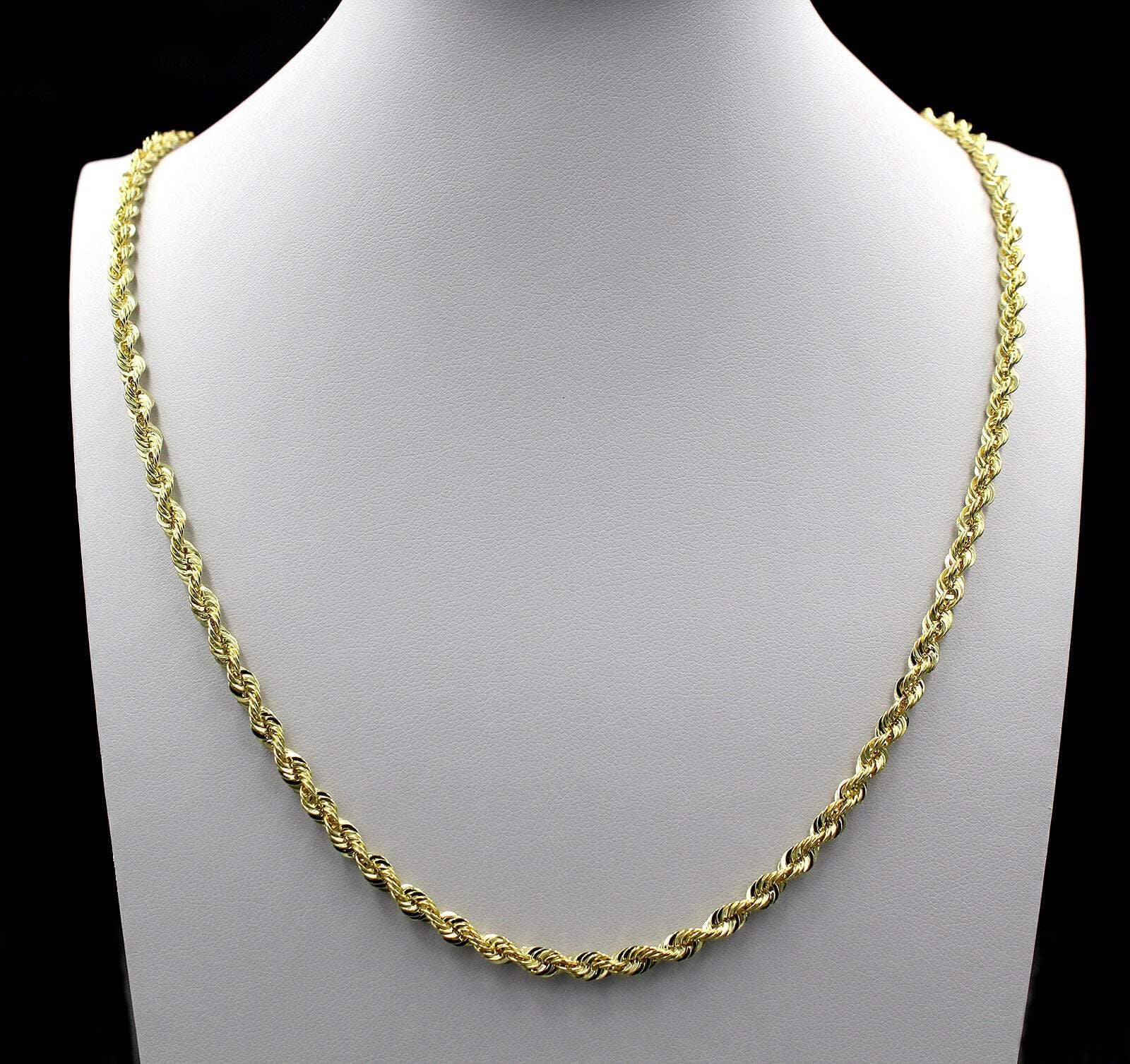 10K Yellow Gold Rope Chain Necklace 4MM 18" 20" 22" 24" 26" 28" 30"