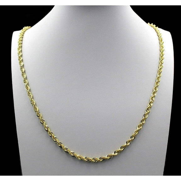 10K Yellow Gold Rope Chain Necklace 4MM 18" 20" 22" 24" 26" 28" 30"