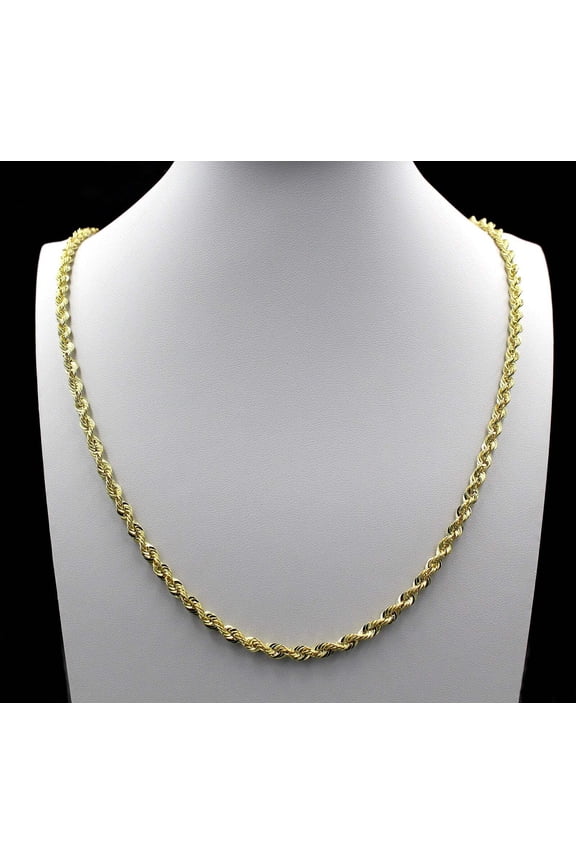 10K Yellow Gold Rope Chain Necklace 4MM 18" 20" 22" 24" 26" 28" 30"