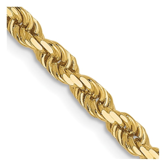 10K Yellow Gold Rope Chain Styles Necklace 3 mm Diamond-Cut 20 inch