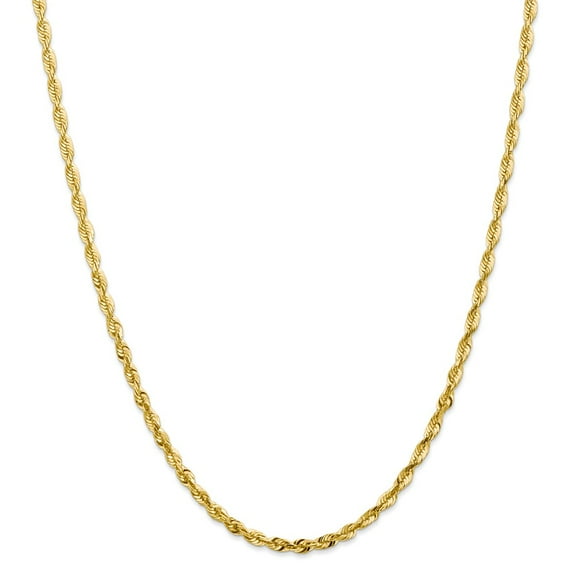 10K Yellow Gold Rope chain Diamond-cut 22 in 3.5 mm