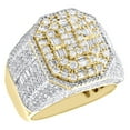 thumbnail image 1 of 10K Yellow Gold Round & Baguette Diamond 19mm Octagon Cluster Pinky Ring 2.65 CT, 1 of 5
