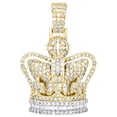thumbnail image 1 of 10K Yellow Gold Round & Baguette Diamond King Crown Pendant 1.50" Charm 2.45 CT., 1 of 6