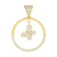 thumbnail image 1 of 10K Yellow Gold Round CZ Women's 1.20" Charm Dangle Butterfly in Circle Pendant, 1 of 1