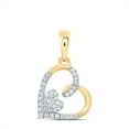 thumbnail image 1 of 10K Yellow Gold Round Cut Diamond Women's Slanted Double Heart Pendant 1/10 CT., 1 of 1