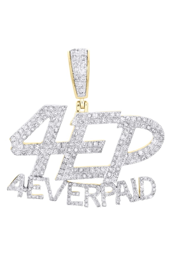 10K Yellow Gold Round Diamond 4 Ever Paid Statement Pendant 1.45" Charm 1.75 CT.