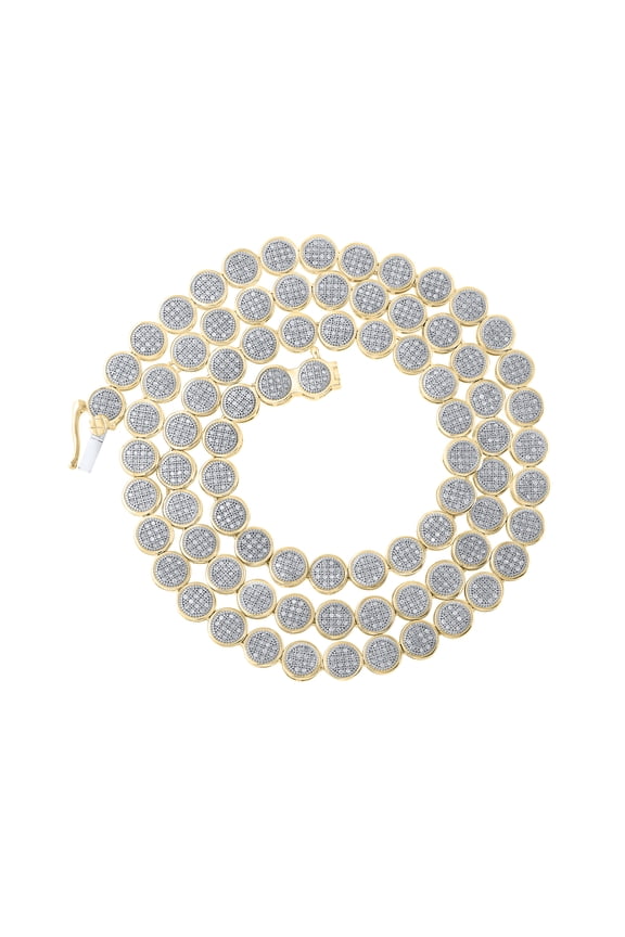 10K Yellow Gold Round Diamond 6mm Cluster Statement Necklace 20" Chain 2.75 CT.