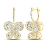 10K Yellow Gold Round Diamond Butterfly Nicoles Dream Collection Earrings - 0.875 CTTW