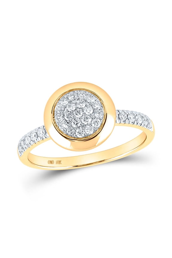 10K Yellow Gold Round Diamond Circle Cluster Ring 0.33cttw