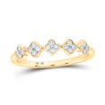 thumbnail image 1 of 10K Yellow Gold Round Diamond Clover Stackable Band Ring 0.17cttw, 1 of 1
