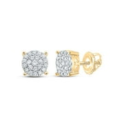 10K Yellow Gold Round Diamond Cluster Nicoles Dream Collection Earrings - 0.75 CTTW