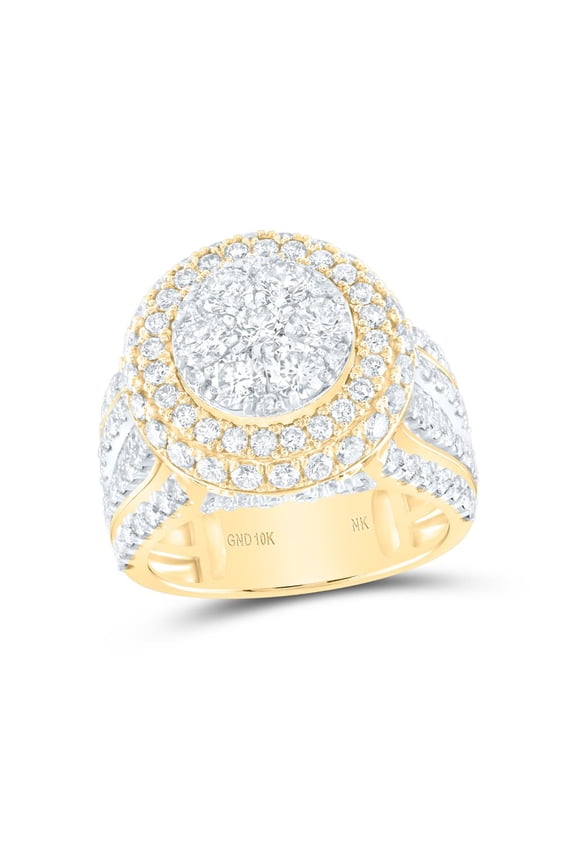 10K Yellow Gold Round Diamond Cluster Nicoles Dream Collection Ring 3cttw