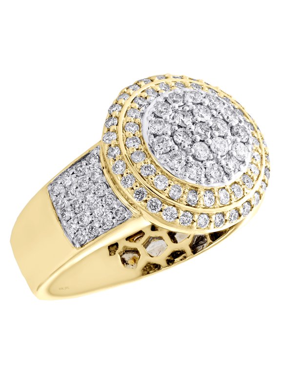 10K Yellow Gold Round Diamond Domed Tier Statement Pinky Ring 16mm Band 1.50 CT.