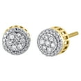 thumbnail image 1 of 10K Yellow Gold Round Diamond Flower Circle 3D 9mm Studs Small Earrings 0.15 CT., 1 of 5