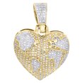 thumbnail image 1 of 10K Yellow Gold Round Diamond Heart World Map Globe Pendant 1.35" Charm 3/4 CT., 1 of 5