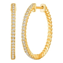 10K Yellow Gold Round Diamond Hoop Earrings (1/4 cttw, I-J Color, I2-I3 Clarity)