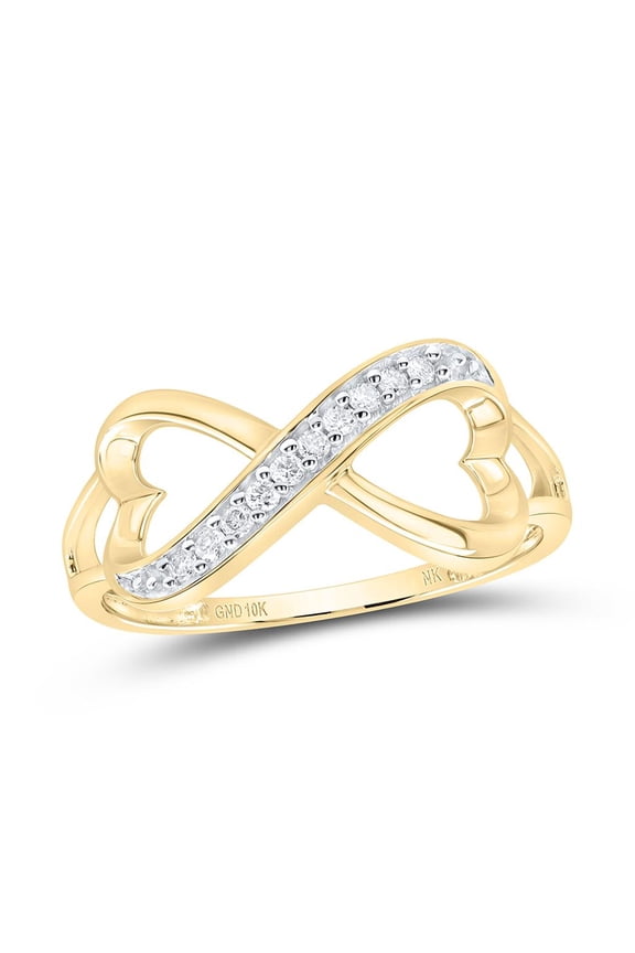 10K Yellow Gold Round Diamond Infinity Ring 0.1cttw