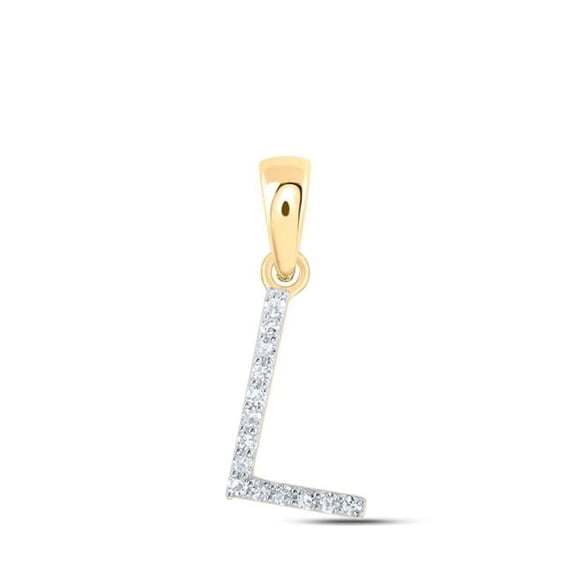 10K Yellow Gold Round Diamond L Initial Letter Nicoles Dream Collection Pendant - 0.05 CTTW