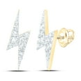 thumbnail image 1 of 10K Yellow Gold Round Diamond Lightning Bolt Earring 15mm Statement Stud 1/6 CT., 1 of 1