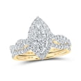 thumbnail image 1 of 10K Yellow Gold Round Diamond Marquise-Shape Bridal Wedding Ring Set - 1 CTTW, 1 of 1