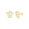 thumbnail image 1 of 10K Yellow Gold Round Diamond Medusa Stud Earrings - 0.1 CTTW, 1 of 1