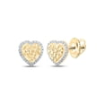 thumbnail image 1 of 10K Yellow Gold Round Diamond Nugget Heart Earrings - 0.1 CTTW, 1 of 1