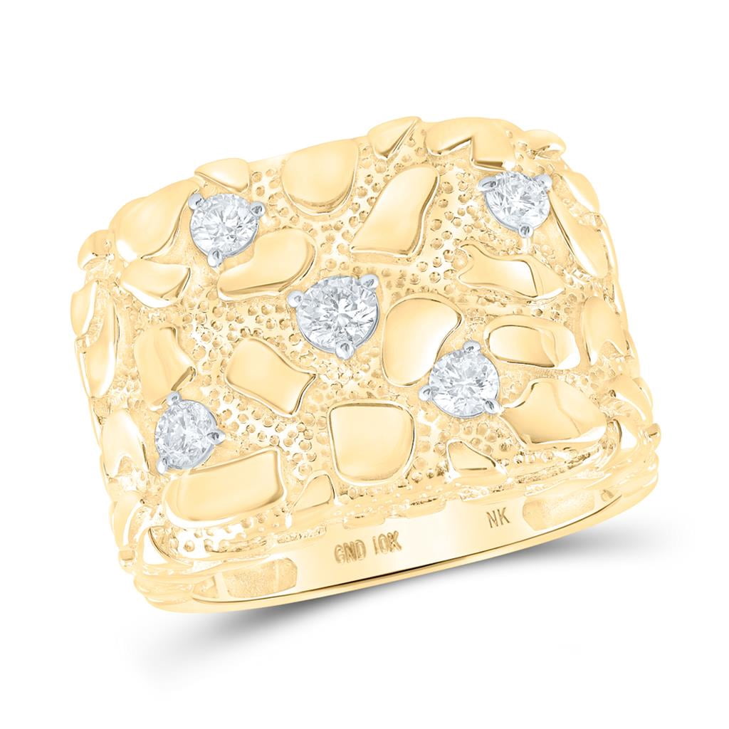 10K Yellow Gold Round Diamond Nugget Ring 0.63cttw - Walmart.com