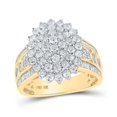thumbnail image 1 of 10K Yellow Gold Round Diamond Oval Cluster Ring - 1.5 CTTW, 1 of 1