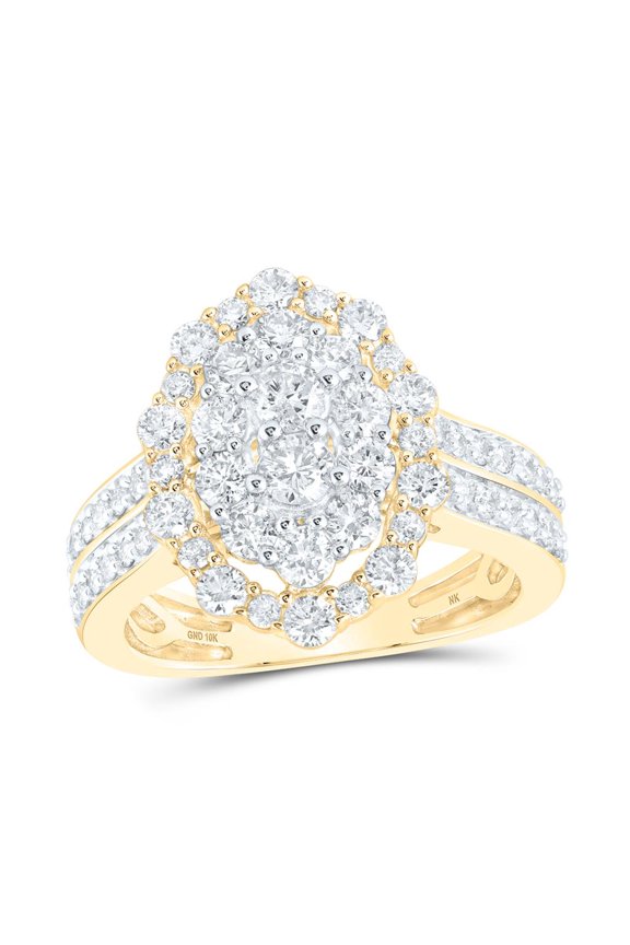 10K Yellow Gold Round Diamond Oval Nicoles Dream Collection Ring 1.6cttw