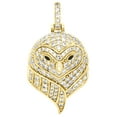 thumbnail image 1 of 10K Yellow Gold Round Diamond Owl Bird Statement Pendant 1.40" Charm 1.45 CT., 1 of 6