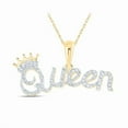 thumbnail image 1 of 10K Yellow Gold Round Diamond Queen Crown Fashion Pendant - 0.16 CTTW, 1 of 1