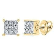 10K Yellow Gold Round Diamond Square Nicoles Dream Collection Earrings - 0.16 CTTW