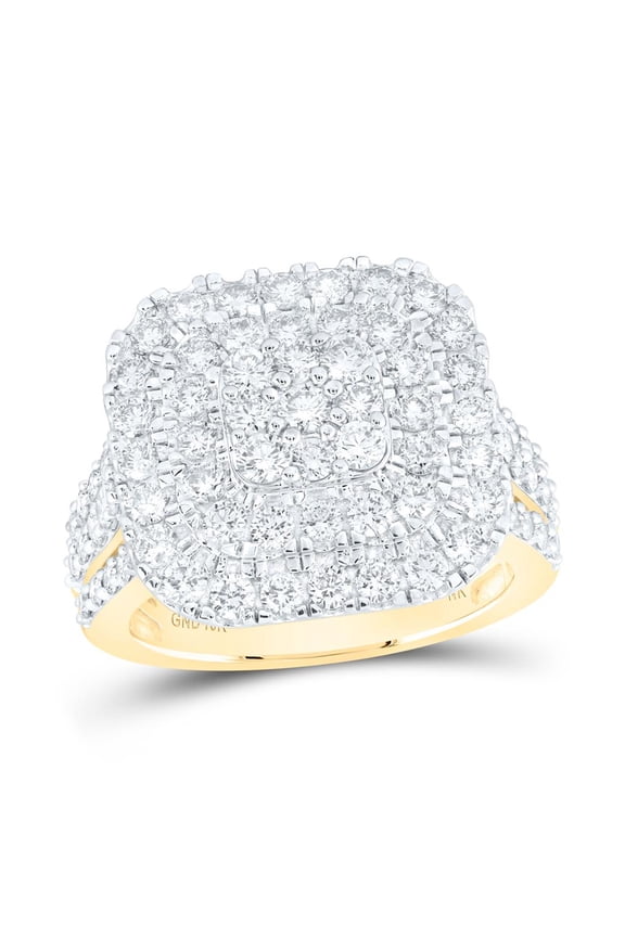 10K Yellow Gold Round Diamond Square Nicoles Dream Collection Ring 3cttw