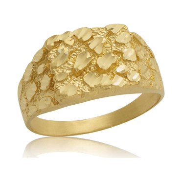 10K Yellow Gold Round Square Nugget Ring (0.55" x 0.50") (12)