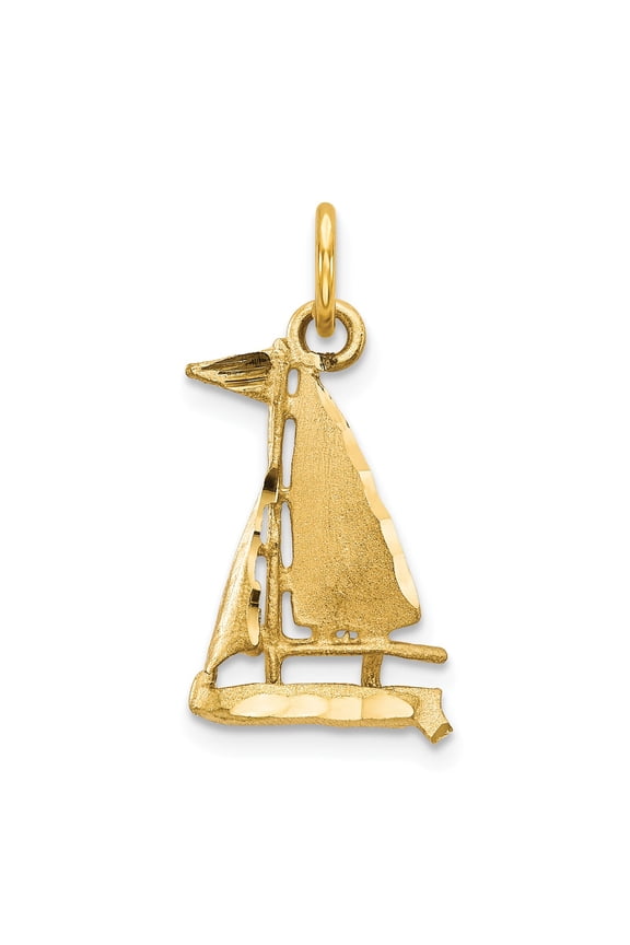 10K Yellow Gold Sailboat Charm Jewelry FindingKing