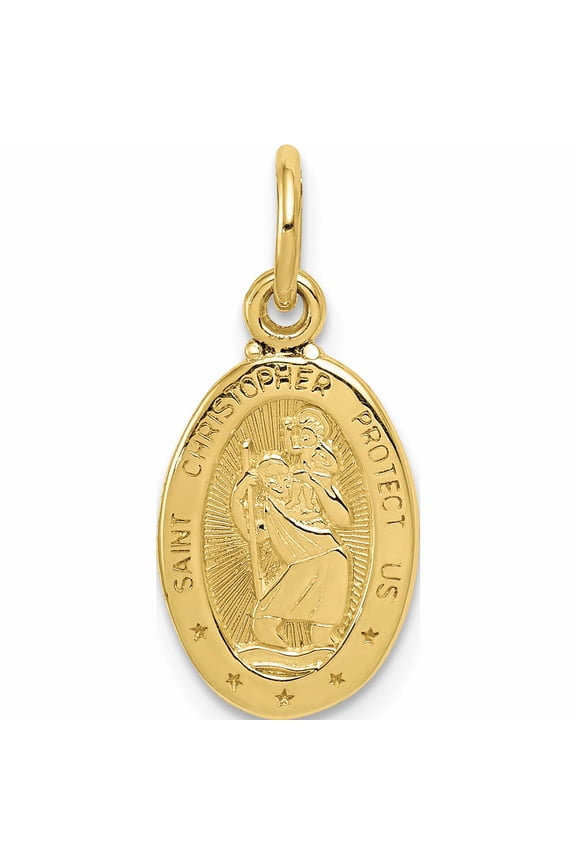 10K Yellow Gold Small Oval Saint Christopher Medal Charm