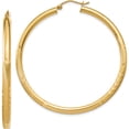 thumbnail image 1 of 10K Yellow Gold Satin & Diamond-Cut 3Mm Round Hoop Earrings (Width 3) (Length 50) - Jbsp, 1 of 5