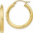 thumbnail image 1 of 10K Yellow Gold Satin & Diamond-Cut 3mm Round Hoop Earrings (25 X 25.15) Made In Peru 10tc289, 1 of 6
