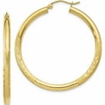 thumbnail image 1 of 10K Yellow Gold Satin & Diamond-Cut 3mm Round Hoop Earrings (40 X 40) Made In Peru 10tc293, 1 of 6