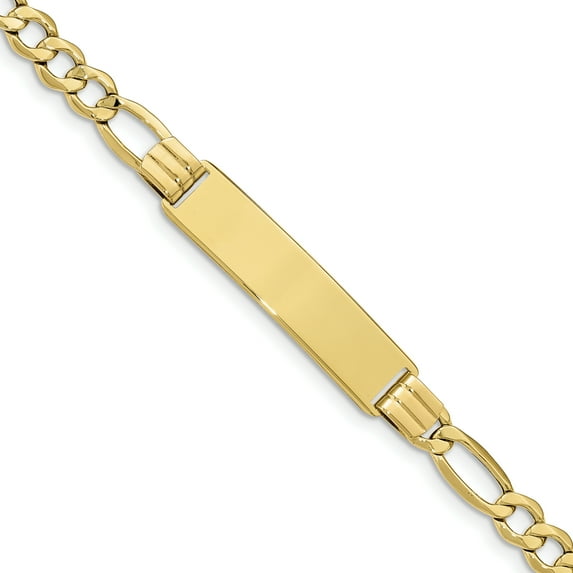 10K Yellow Gold Semi-solid Figaro Link ID Bracelet