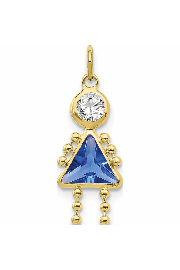 10K Yellow Gold September Girl Birthstone Charm (20 X 10) Made In United States 10xck172