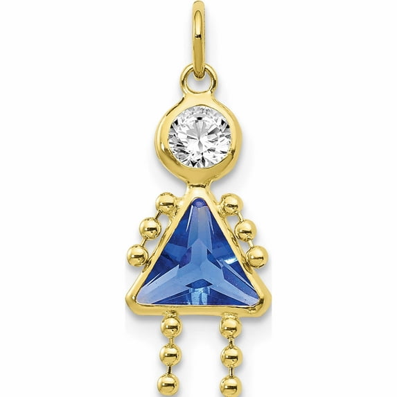 10K Yellow Gold September Girl Birthstone Charm (20 X 10) Made In United States 10xck172