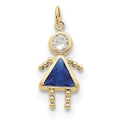10K Yellow Gold September Girl Birthstone Charm