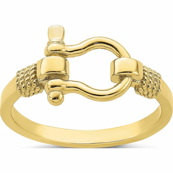Jewelry by Sweet Pea 10K Yellow Gold Shackle with Rope Edge Size 7 Ring