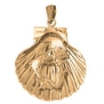 thumbnail image 1 of 10K Yellow Gold Shell With Mermaid And Dolphin Pendant - 51 mm, 1 of 2