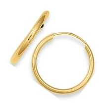 10K Yellow Gold Shiny Small Endless Round Tube Hoop Earrings - 1x15mm