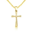 thumbnail image 1 of 10K Yellow Gold Simple Classic Flared Diamond Cross Pendant Necklace with 16" Chain, 1 of 3