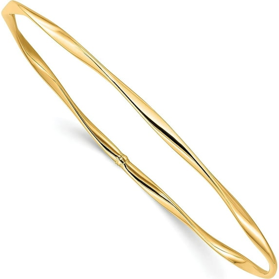 10K Yellow Gold Slip-On Bangle - 7"- Made In Italy Bracelet